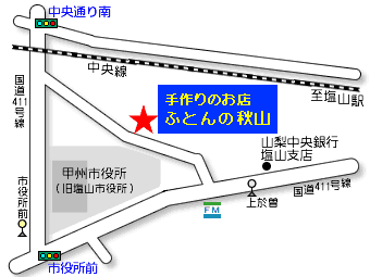 ふんわりふとんの秋山の地図