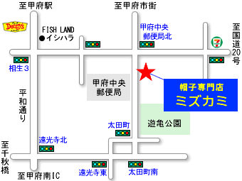 帽子専門店ミズカミの地図