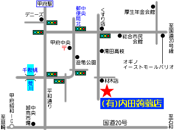(有)内田蒟蒻店の地図